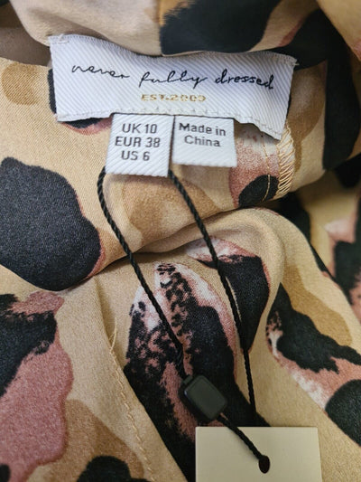 Never Fully Dressed Brown Leopard Wrap Dress. UK 10 **** Ref V254