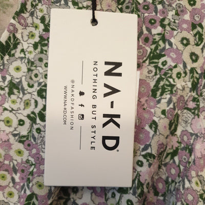 Na-kd Balloon Sleeve Maxi Frill Floral Dress Size 40/Uk12****Ref V104