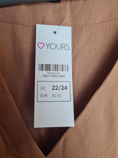 Yours Brown Grown On Sleeve Chiffron Shirt Size 22-24 **** V257