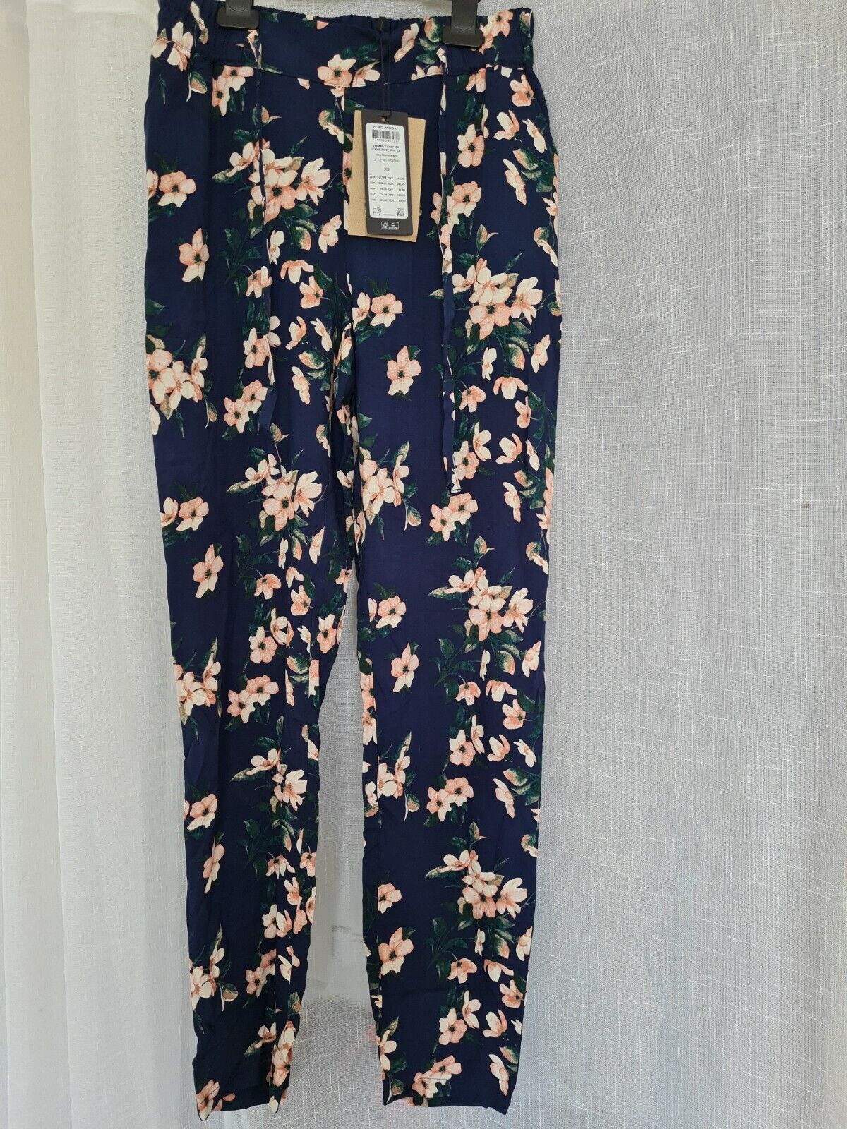 Vero Moda Navy Loose floral Pant XS Ref R10