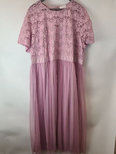 Yours London Lace Sweetheart Purple Bridesmaid Maxi Dress Size 26-28 **** V30