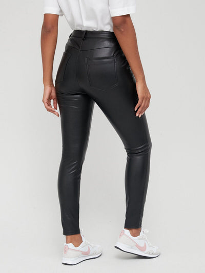 Binky x Very Faux Black Leather Triple Button Skinny Trouser Size 10 **** V543