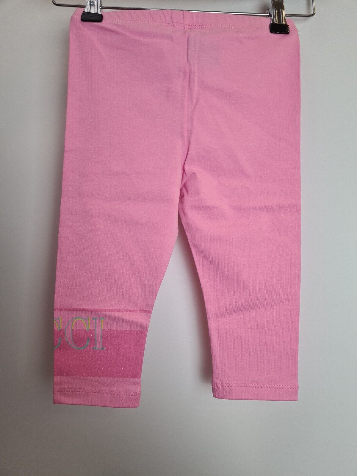 Emilio Pucci Baby Girls Pink Glitter Motif Leggings Size 18 Months **** V261