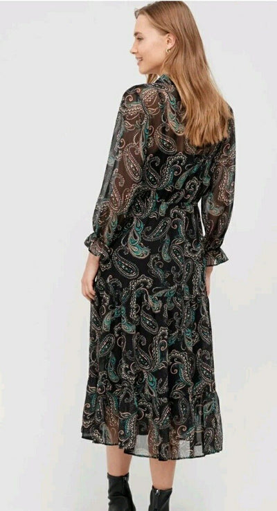 V Neck Printed Midi Dress Paisley Uk14****Ref V555
