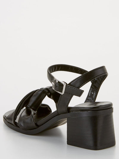 Womens Black Comfort Knot Low Block Heeled Sandal Size 5 (U46UJ)  **** VS1