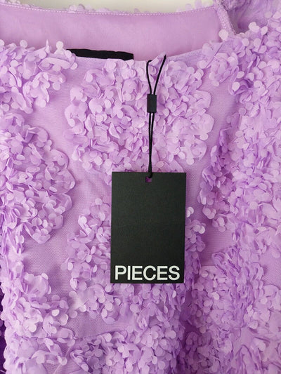 Pieces Lilac Appliqué Square Neck Mini Dress Size UK Medium **** V91