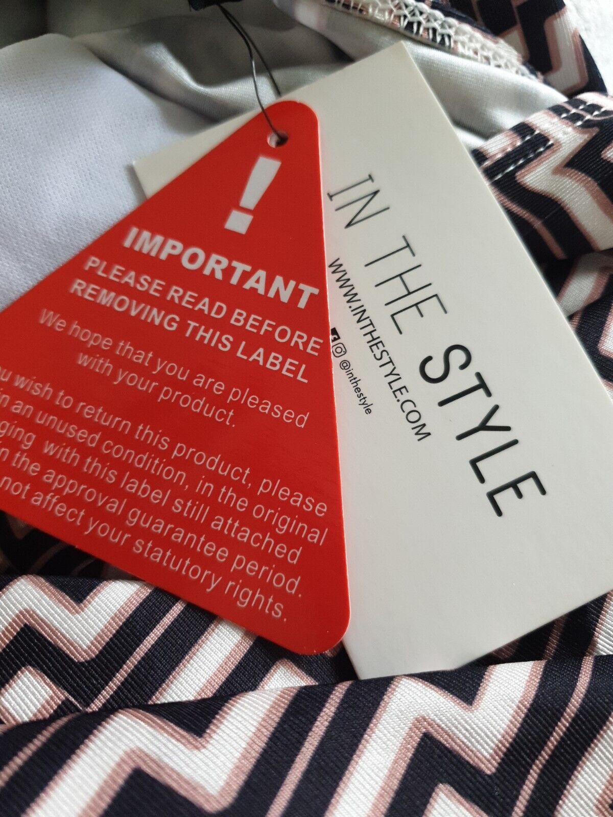 in the style Geometric Print Tie Waist Swimsuit Stone UK 12.