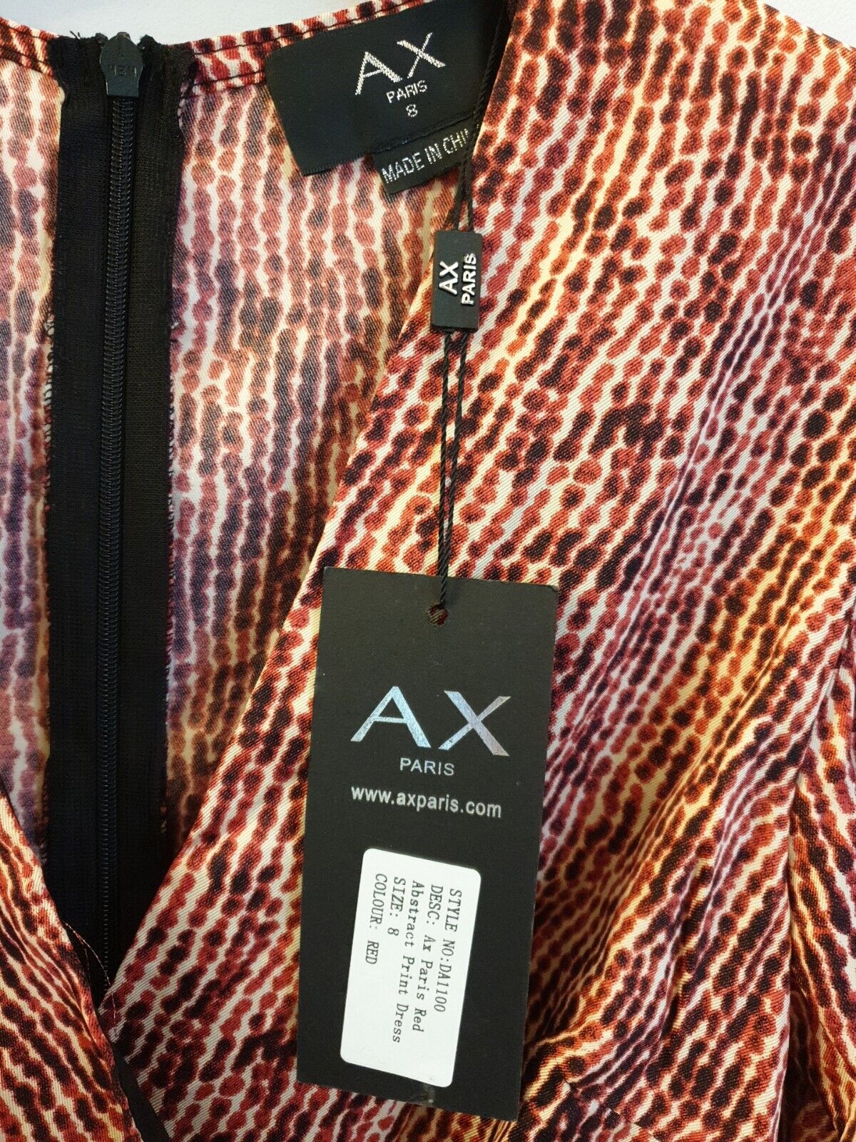 Ax Paris Red Abstract Print Dress Uk8****Ref V548