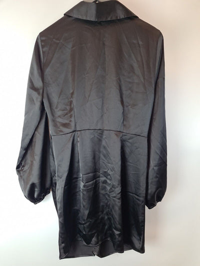 River Island Black Satin Plunge Shirt   Dress Size UK 12 **** V29