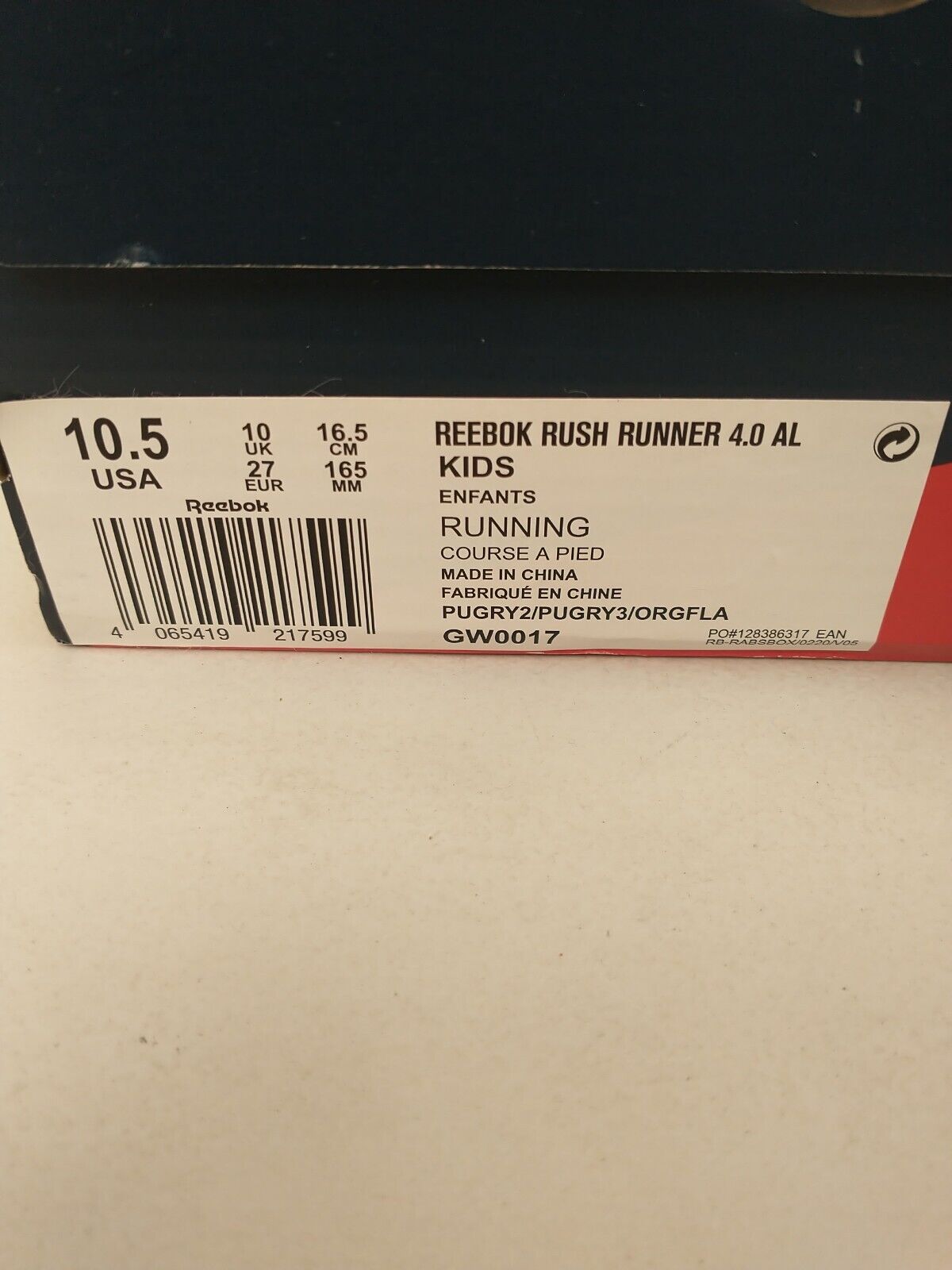 Reebok Rush Runner 4.0 Kids Grey Trainers. UK 10 ****VS2