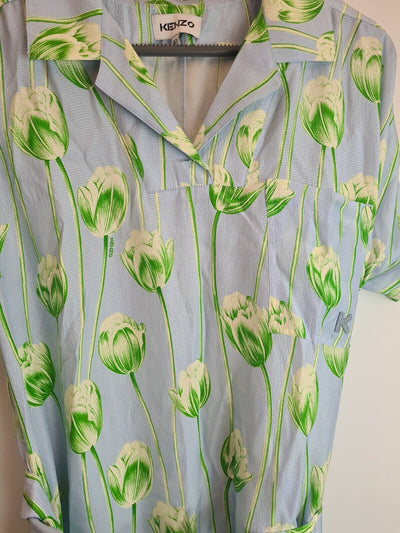 Kenzo Printed Shirting Waisted Dress Size 40/ M **** V32