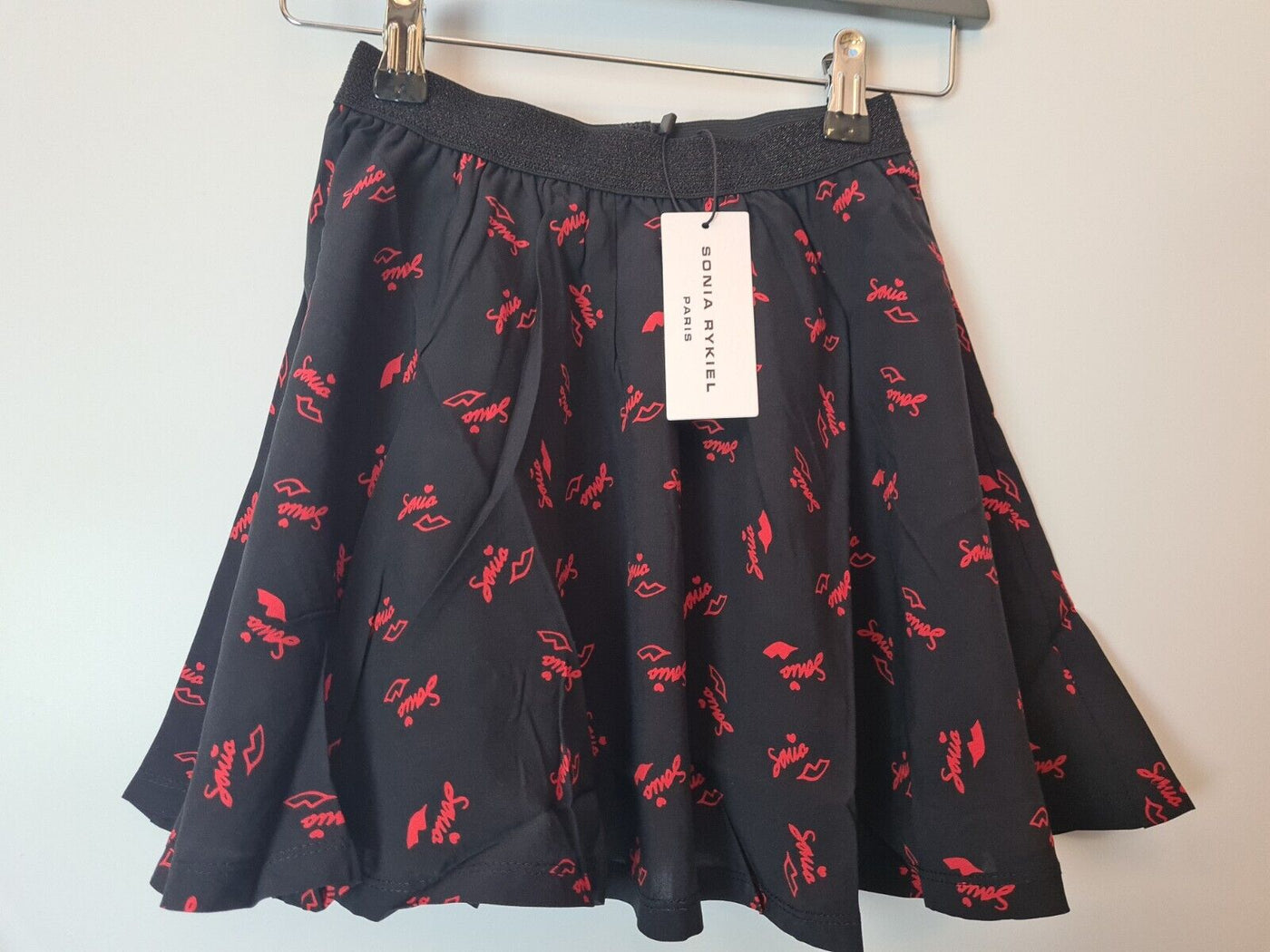 Sonia Rykiel Loon Red Black Logo Skirt Kids Size 10 Years **** V146