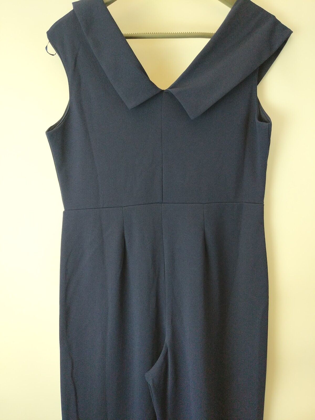 Quiz Navy Bardot Wide Leg Wrap Jumpsuit Size 14 **** SW18