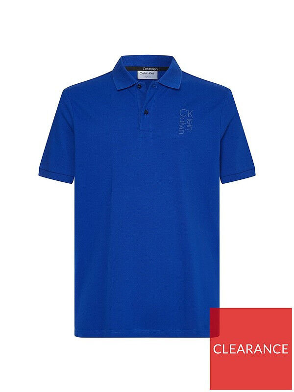 Calvin Klein Hybrid Logo Polo Blue Shirt Size XS *** SW12