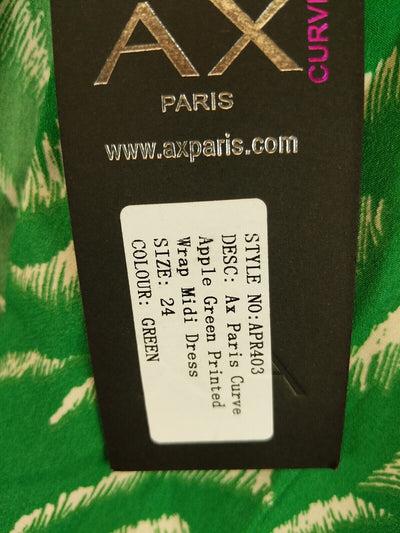AX Paris Green Zebra Print Midi Wrap Dress Size UK 24 **** V267