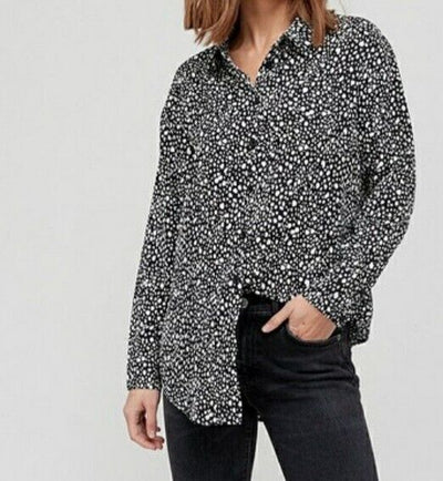 Womens Oversized Shirt Mono Print Uk12****Ref V377