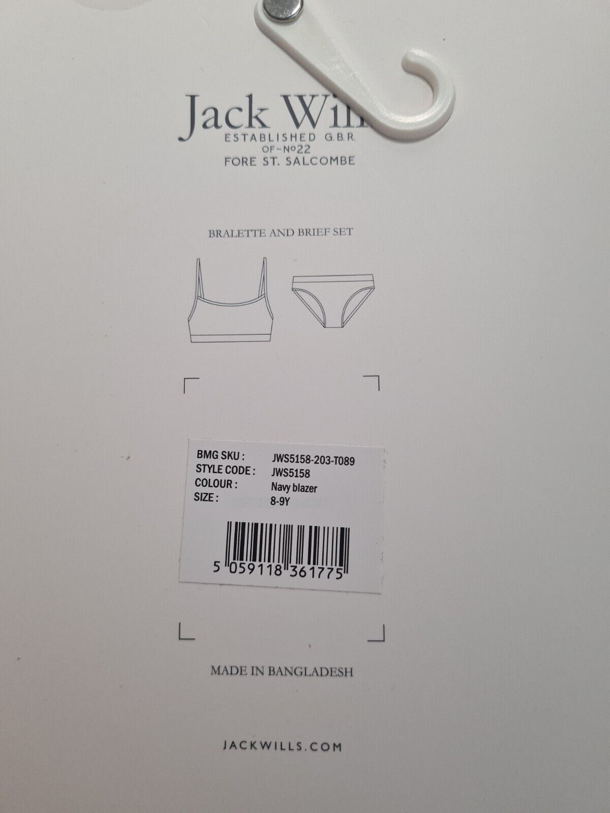 Jack Wills Bralette And Brief Set Soft Touch Cotton Size 8-9 Years **** VA1