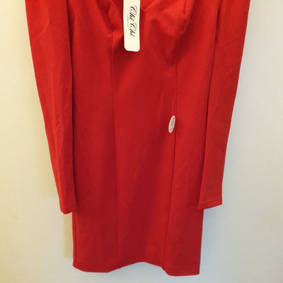 Chi Chi London Bodycon Party Dress With Long Sleeve Red Uk10****Ref V276