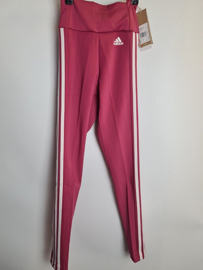 Adidas Pink 3 Stripes 7/8 Length High Rise Leggings Size 2XS **** V264