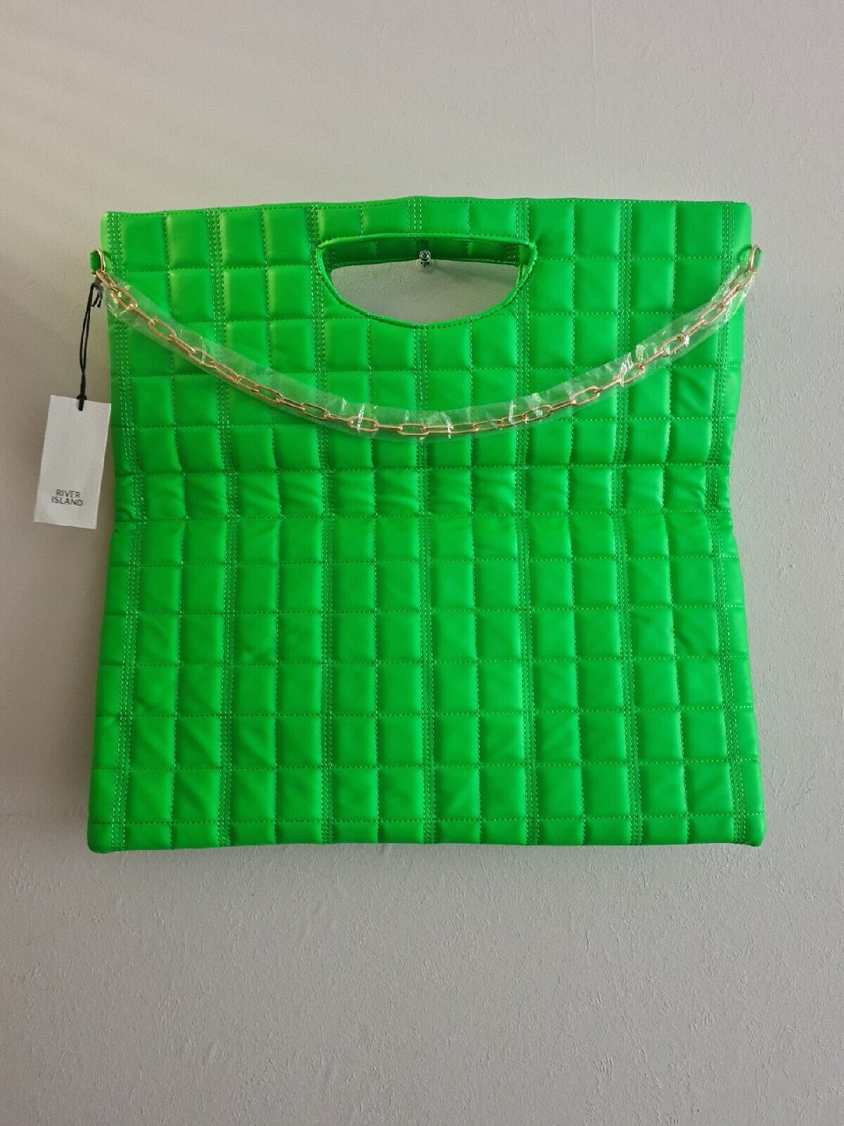 River Island Large Folded Quilted Clutch Bag - Green BNWT Ref****V500