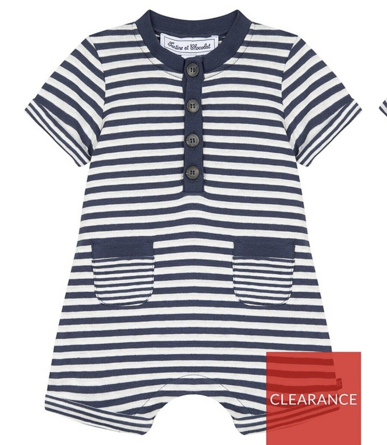 Tartine et Chocolat Baby Stripped Romper - White/Navy. UK 18Months **** Ref V340