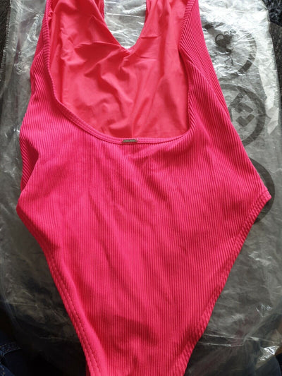 boux avenue Neon Coral Miami Rib Swimsuit Uk10 Ref R16