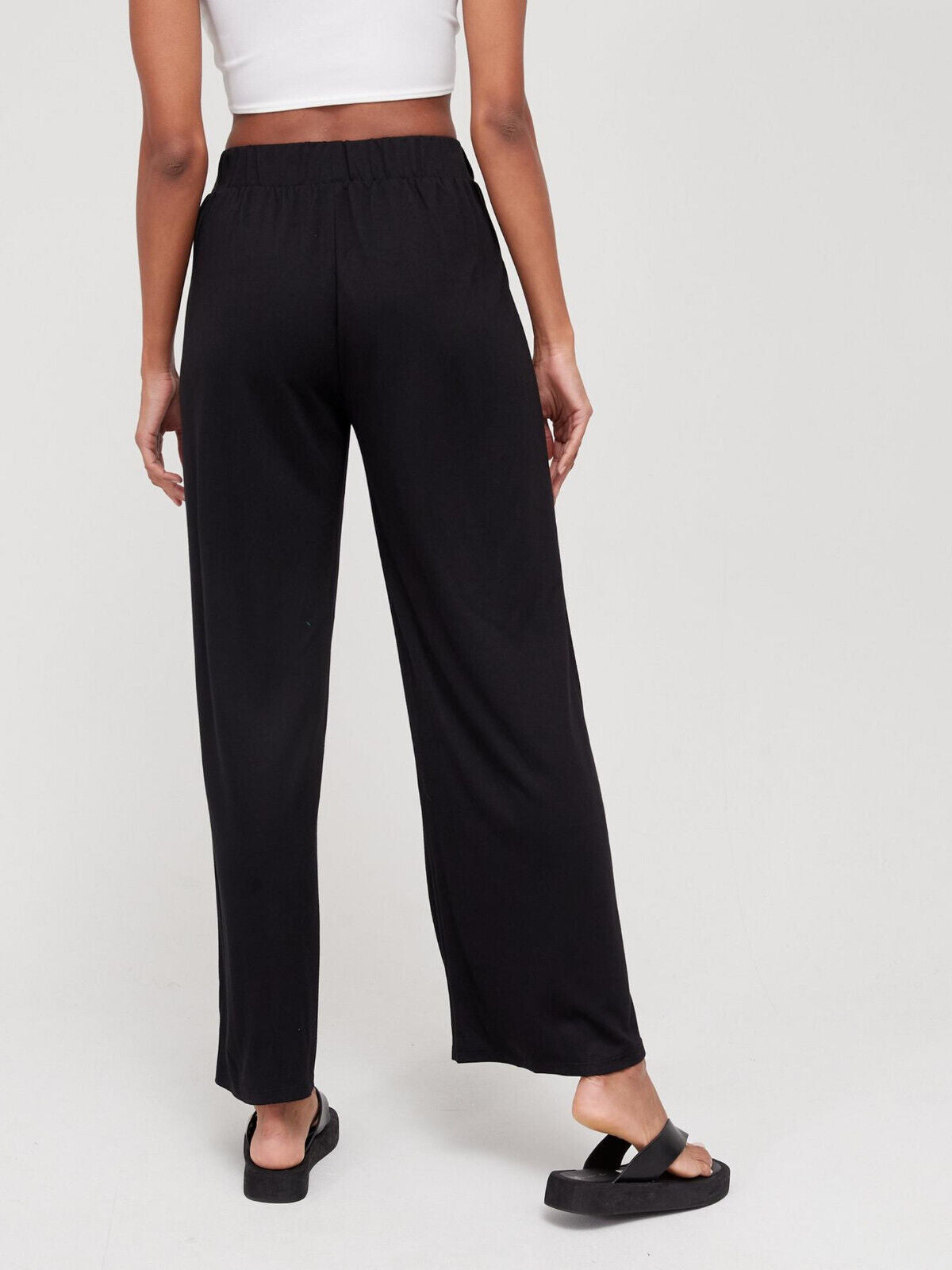 Tie Belt Wide Leg Trouser. Black. UK 20 **** V551