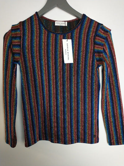 Sonia Rykiel Girls Lynsha Sparkle Striped Top Size 10 Years  **** V145