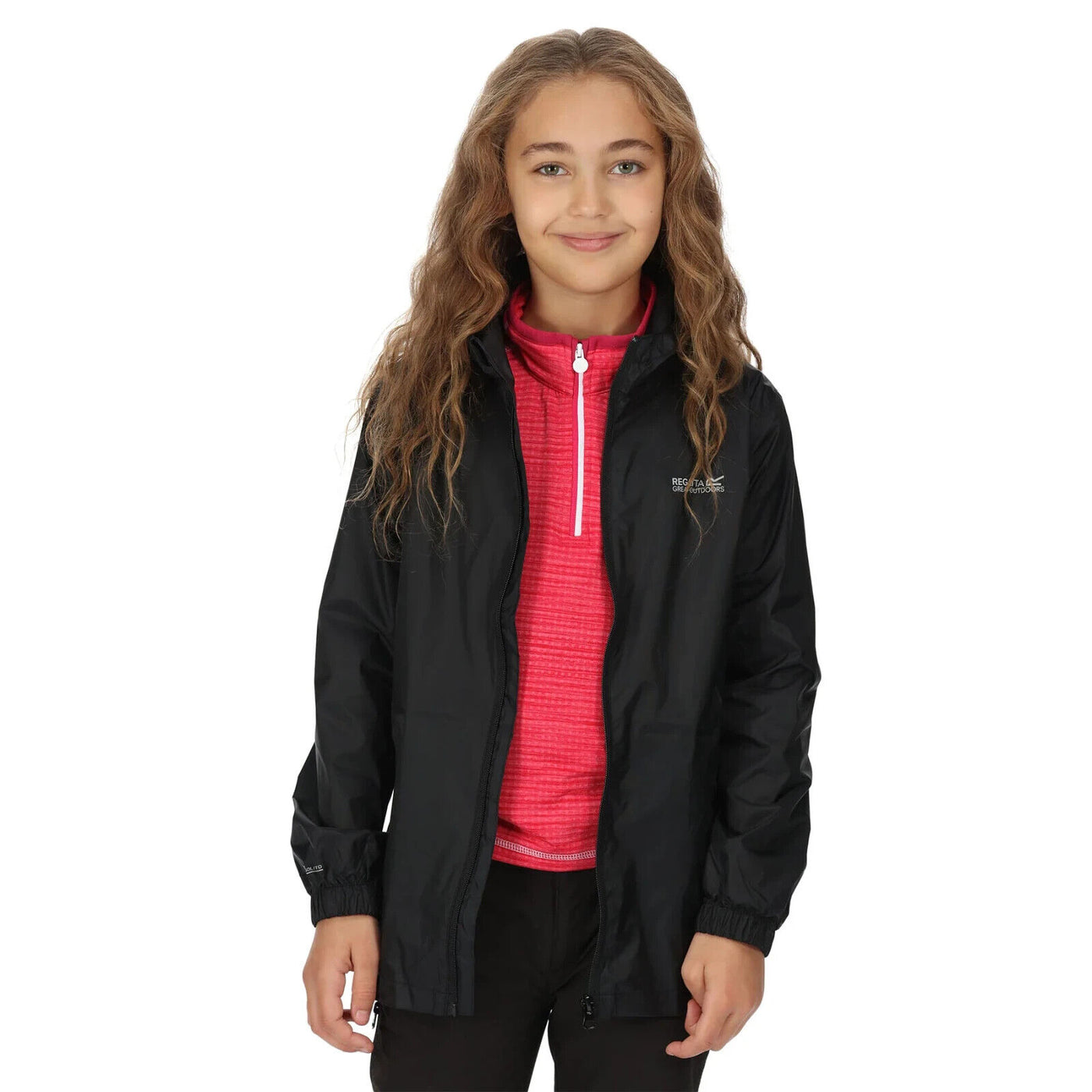 Regatta Kids' Pack-It Waterproof Packaway Black Jacket Size 7-8 Years ** V520