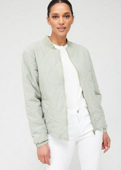 Quilted Cotton Bomber With Curve Sage Size 8****Ref V506