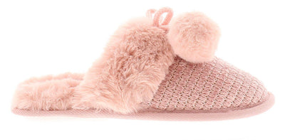 Monsoon Kisses Chenille Pink Pom Girls Slippers Size Kids 9-10 **** VS3