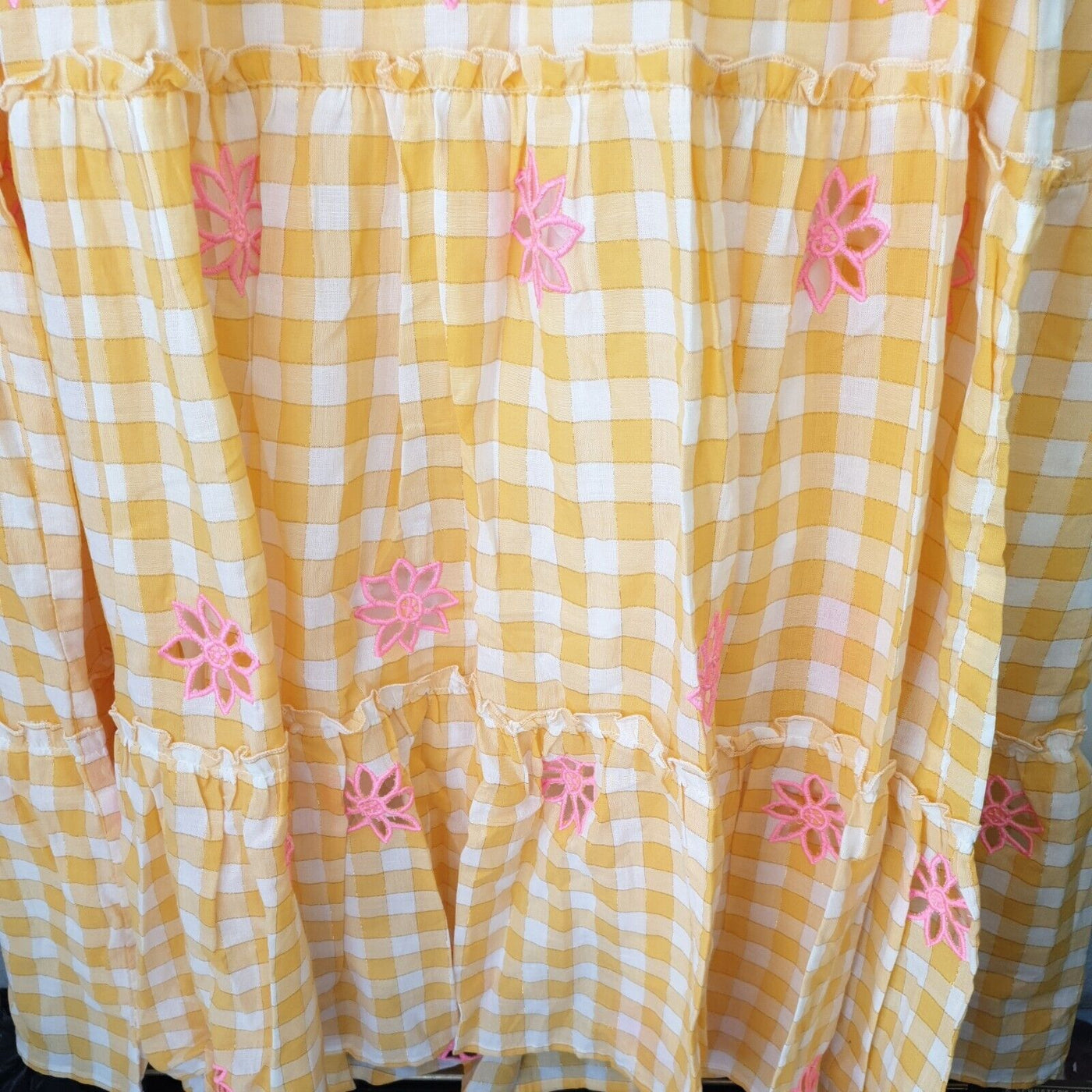 Sundress Maureen Yellow Gingham & Pink One Size