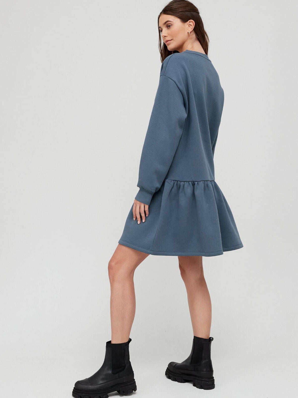 Blue Frill Hem Sweater Dress Size 6 ** SW13