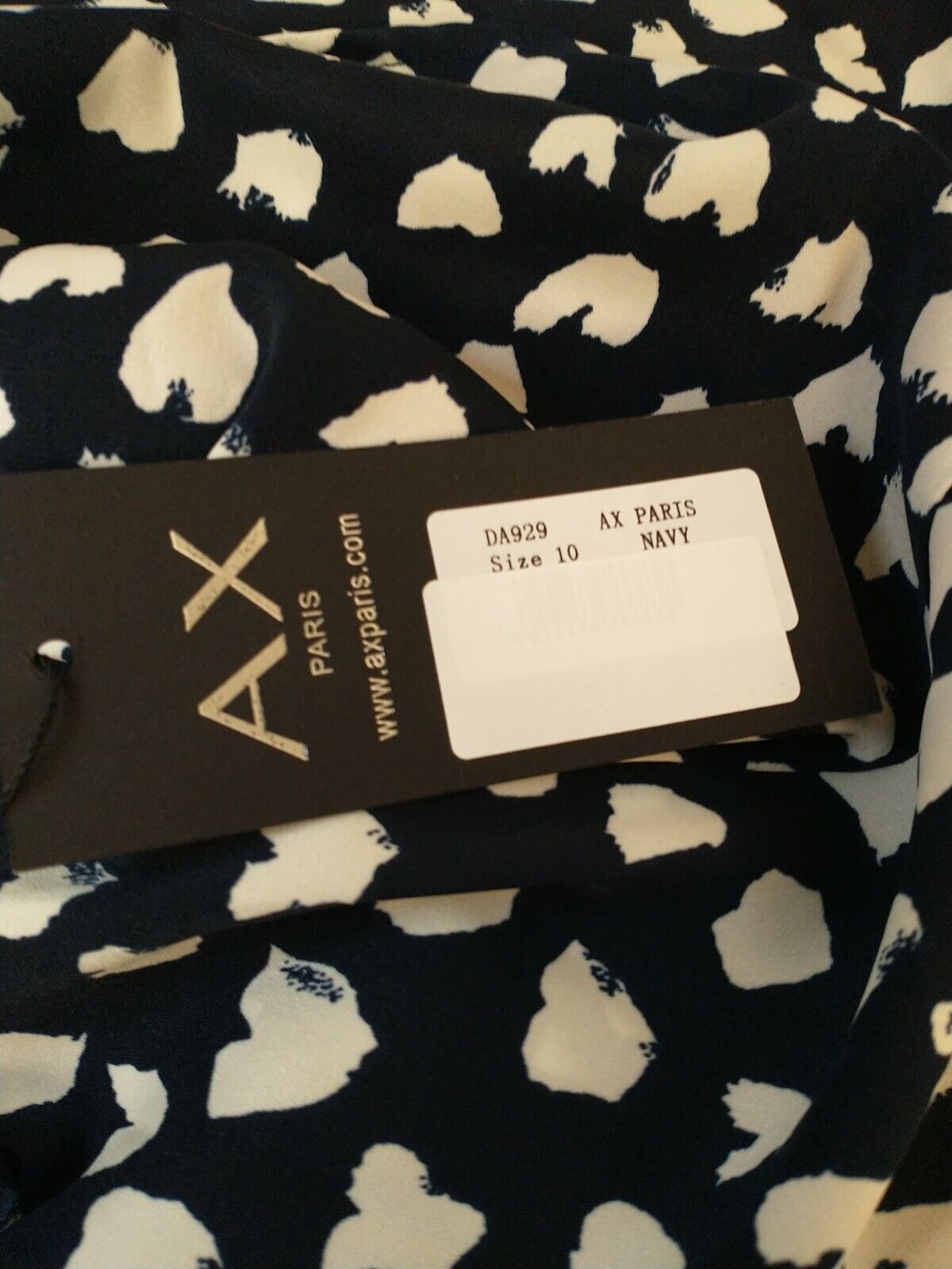 AX Paris Navy Heart Print Short Sleeve Midi Dress Size 10 **** V52