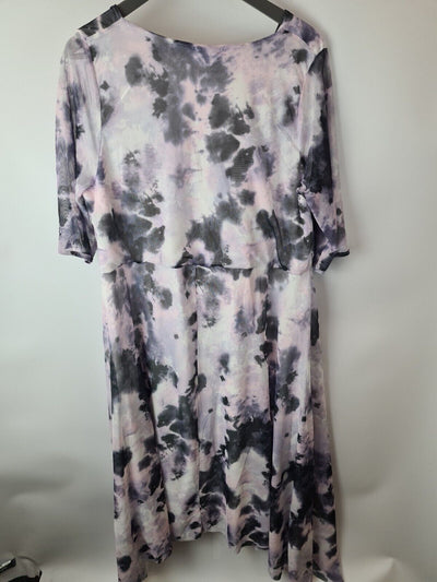 YOURS LONDON Curve Pink Marble Print Wrap Dress Size 22 **** V184
