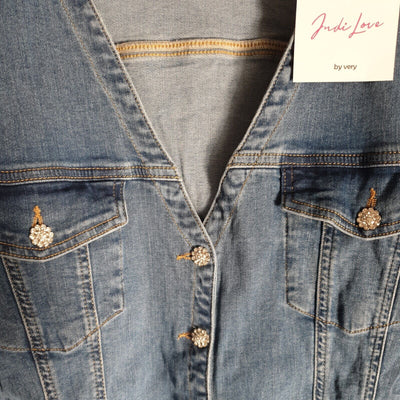 Judi Love Denim Shirt Mini Dress Blue Uk26****Ref V348