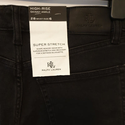 Lauren Ralph Lauren High -Rise Skinny Ankle Super Stretch Jeans. Black. V102