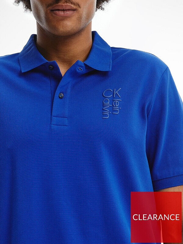 Calvin Klein Hybrid Logo Polo Blue Shirt Size XS *** SW12