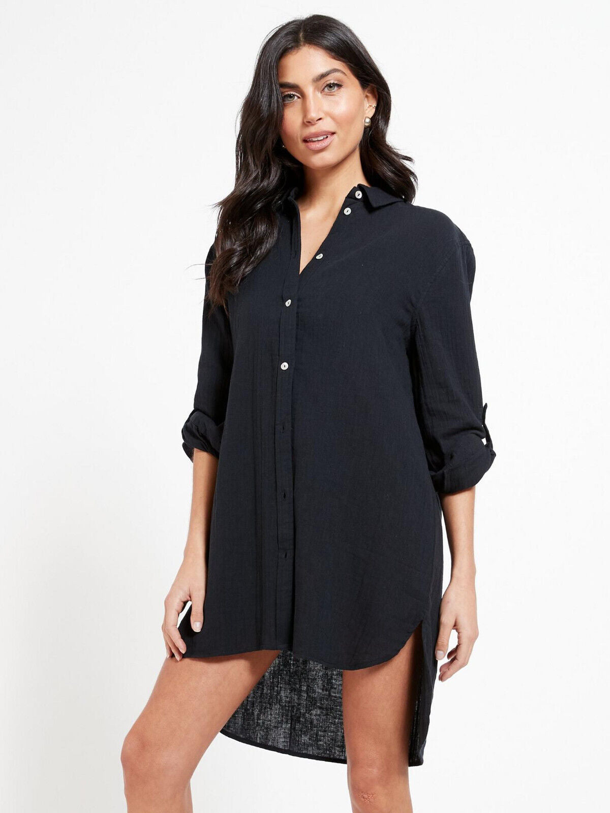 Black Oversized Beach Shirt Size XL ** V515