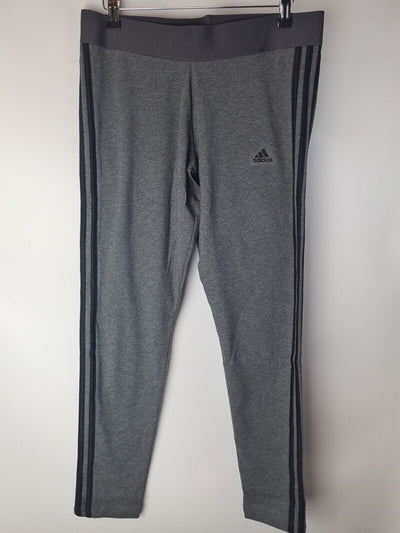 Adidas Womens 3 Stripe Grey Leggings Size Large **** V111