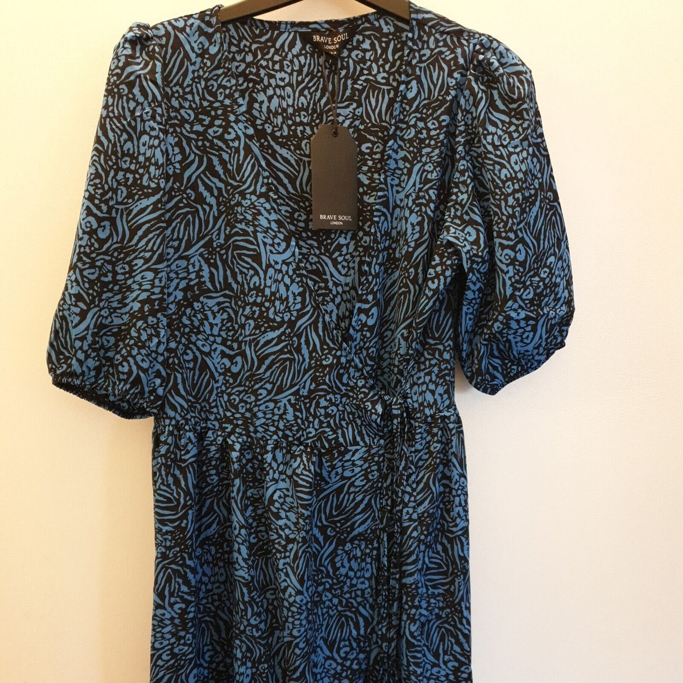Brave Soul Blue Animal Print Dress Size L****Ref V325