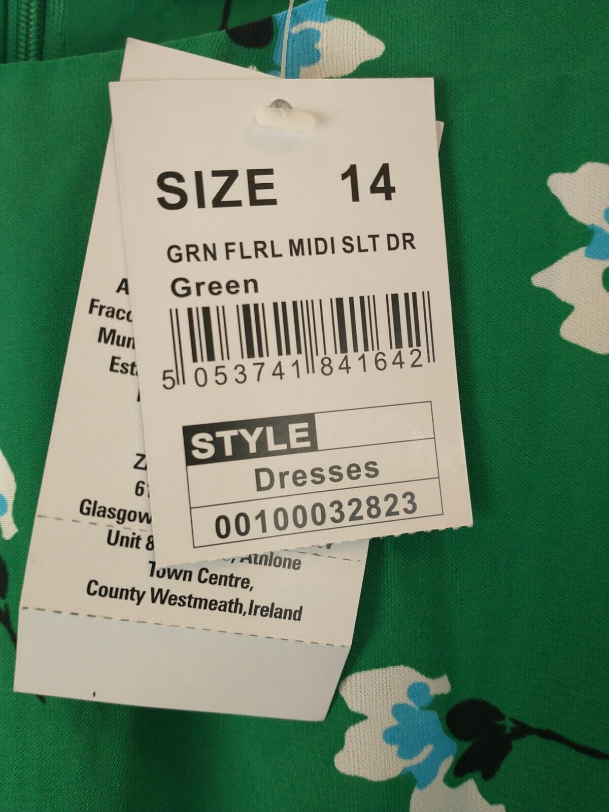 Quiz Floral Midi Straight Dress With Slit - Green **** Ref V31