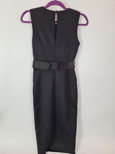 River Island Black Belted Bodycon Midi Dress Size UK 6 **** V80