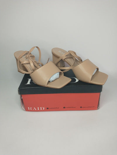 Raid Tie Ankle Mid Heeled Sandals - Camel. UK 6 **** Ref VS1