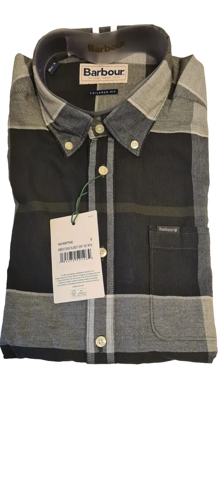 Barbour Stirling Tailored Fit Shirt Pine Tartan Size S Ref****V509