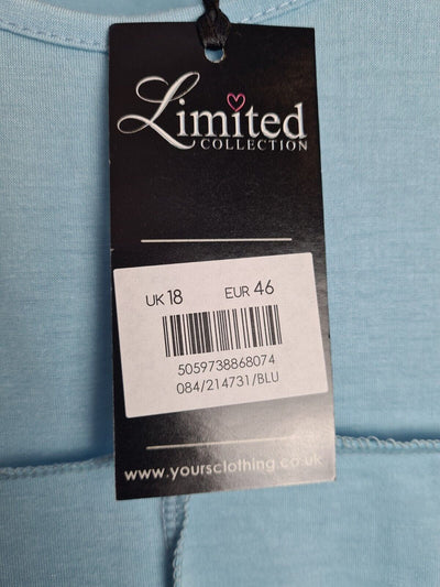 Yours Limited Collection Blue Exposed Seam T-Shirt Size 18 **** V184