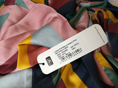 Chi Chi London Vneck Puff Sleeve Graphic Print Maxi Dress. UK 12. **** Ref V431