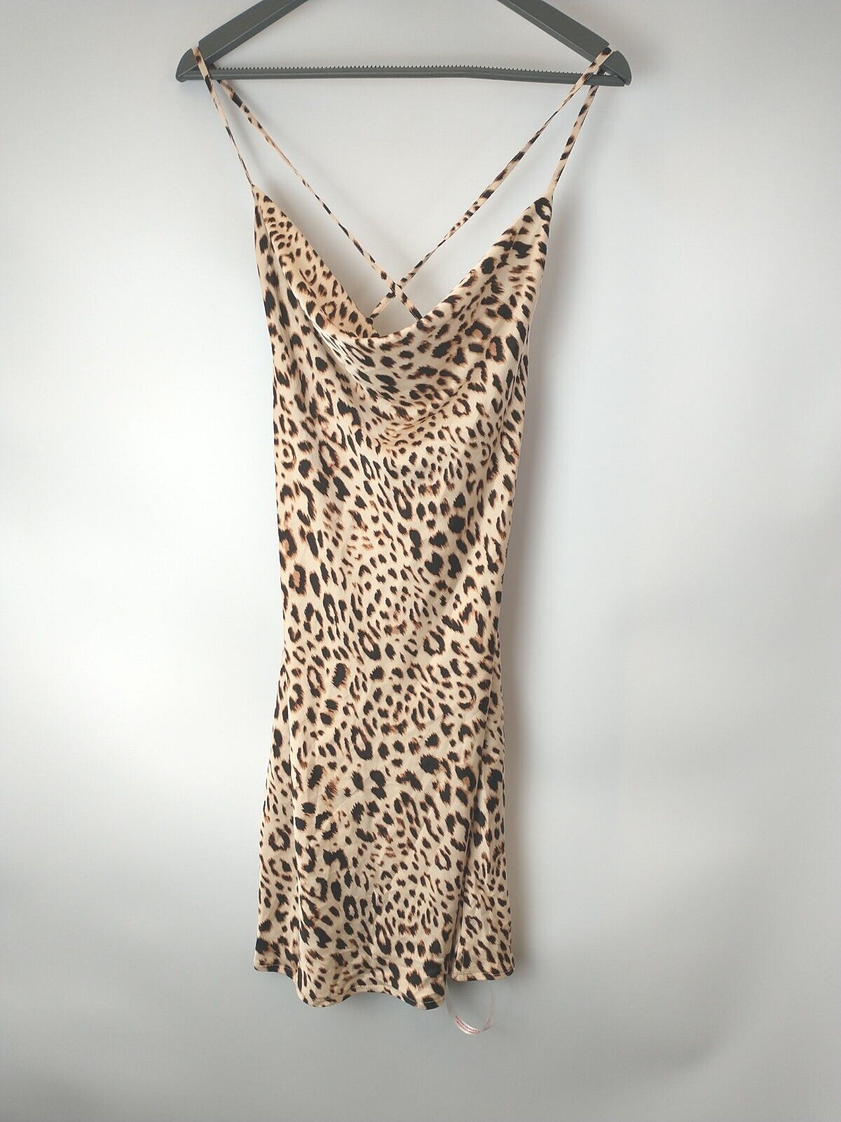 Missguided Cowl Cami Satin Dress Leopard Print. UK 12 **** Ref V30