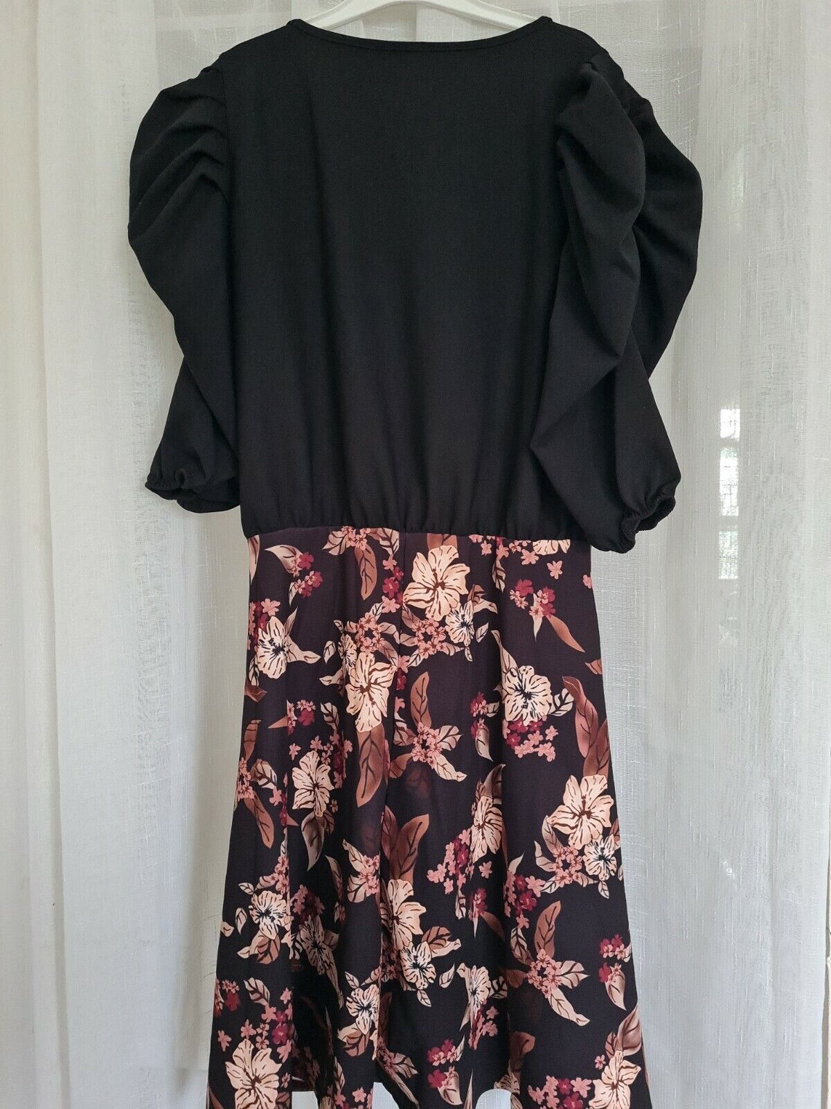 missfiga dress Uk14 Black Floral Ref Sc7