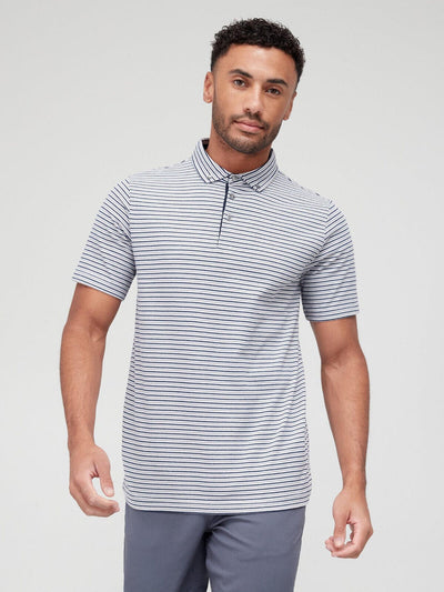 Mens Feeder Stripe Polo - Navy/Blue/Grey. UK XXXL V507